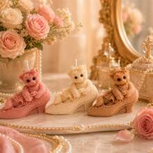 Vintage Lace High Heel Shoe Bear Silicone Candle Mold, 3D Bow Teddy Bear On High Heels Mould For DIY Scented Soy Wax Candle, Hand Soap, Epoxy Resin, Wedding Home Decor & Valentine Craft Making Supplies - Bear Mold - View 9