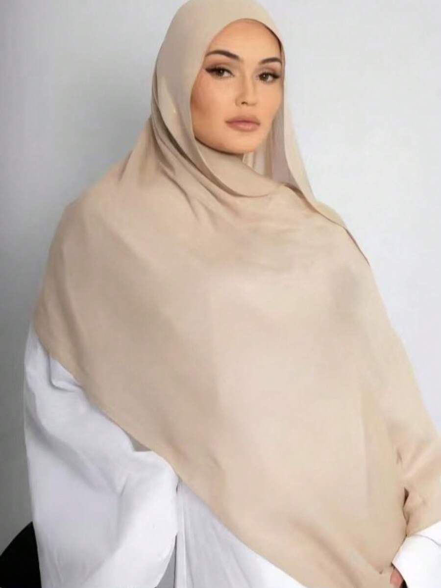 A Plain-Colored, Basic Headscarf With A Middle Eastern Stylemade From Breathable Fabric Lightweight And Comfortable, Suitable For All Seasons. - Light Beige - View 1