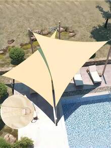 Rectangular Sand-Colored Sunshade Canvas, UV Protection Sun Canopy, Suitable For Backyard, Patio, Deck, Terrace, Garden, Outdoor Activities And Facilities (Support Frame Not Included) - Triangle - View 2