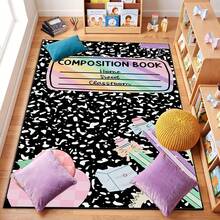 1pc Educational Mat - Non-Shedding Soft Mat With Composition Notebook Design, Learning Floor Mat For Nursery, Classroom, Playsroom - Machine Washable Mat With Rubber Backing, Pet-Friendly Large Floor Mat, 60*84in Or 20*31in Back To School Decor - Style 1 - View 1