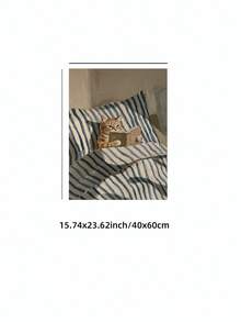 1pc Frameless Cozy Cat Reading On Bed Art Print, Striped Pillow Soft Sunlight Book Lover Illustration, Apartment Living Room Bedroom Dorm Modern Home Decor, Back To School Season Fun Poster, Room Decoration, Vintage Decor - Cartoon - View 12