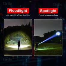 30W Super Bright 1000M Zoomable LED Tactical Flashlight, Digital Power Display Torch With Power Bank Phone Charger, Type-C Rechargeable IPX Waterproof 3 Light Modes Flashlight For Camping Hiking Emergency Survival - Flashlight - View 4