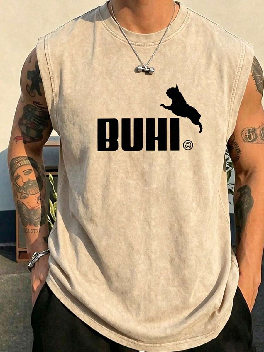 Men Tank Tops - Apricot - View 1