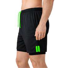 Kit 3 Dry Fit Thermal Training Shorts 2 In 1 With Cell Phone Pocket And Towel Holder Fitness Gym Shorts - 黑色 - 查看 6