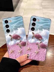 1件裝高級幸運粉色海灘海龜海星波浪軟保護手機殼，適用於 Honor Galaxy A04e/12/A13/A14/A34/A50/A52/A53/A54/S21/S22/S23/S24/S25/S25Ultra/S25FE/S26/S26 PLUS/S26 ULTRA/S26 EDGE/ 6A/7A/8A/ 12T/13T/15T/15 TPRO，[國際版而非本地版] - 無色 - 查看 2