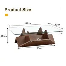 Multifunctional Coffee Table In Tempered Glass And MDF, Walnut Finish, With Spacious Compartments For Everyday Items, Ideal For The Living Room Or Office. - 自然色 - 查看 6