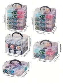 1pc PP Material Baby Hair Accessory Storage Box With Lid And Handle, Transparent Jewelry Box With Compartments, Suitable For Storage And Decoration In Baby Girl's Room - Multicolor - View 8