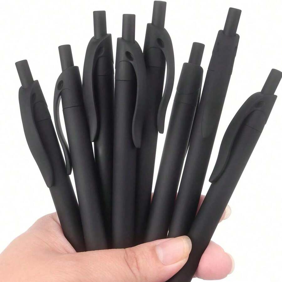 Crazy Buy! 8 Black Matte Round Click Pens, 1.0Mm Medium Nib, Smooth Ink, Retractable And Super Practical! - A - View 1