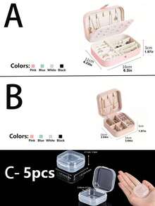 1pc Large Capacity Travel Jewelry Box, High-Quality PU Leather Jewelry Box, Multi-Functional Double Layer Jewelry Storage Box, Travel Storage Accessories, Suitable For Storing Rings, Necklaces, Pendants, Earrings, Holiday Gift, Women's Gift. - Multicolor - View 7