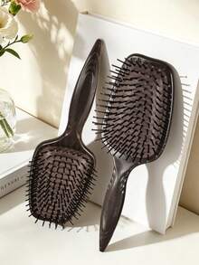 1pc/Set Retro Dark Brown Air Cushion Large Paddle Brush, Air Cushion Massage Detangling Comb For Long And Curly Hair, Universal Home Hair Styling Brush For Scalp Care, Volumizing And Daily Hair Care For Men And Women - Brown - View 11
