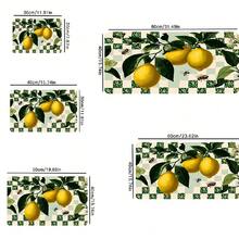 1/10pcs Green & White Plaid Lemon Kitchen Countertop Absorbent Mat, Coffee Machine Mat, Strong Absorbency, Durable Diatomaceous Earth Desk Mat, Heat-Resistant Non-Slip Silicone Draining Mat, Suitable For Coffee Machine, Espresso Machine - Dark Green - View 3
