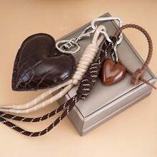 PU Leather Heart Pearl Bow Braided Rope Bag Charm Phone Lanyard - Multicolor - View 10