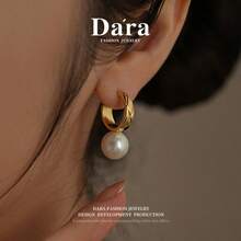 DARA Freshwater White Pearl Stud Earrings, 10-11mm Near Round High Luster Slight Flaw, Luxury Gift Box For Mother, Wife, Women, Holiday Gift - White Gold - View 4