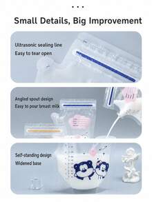 30pcs/60pcs/100pcs Baby Breast Milk Storage Bags Snack Bags Candy Bags, Leak-Proof Zipper Seal, Dual Scale, Cartoon Design - Multicolor - View 4