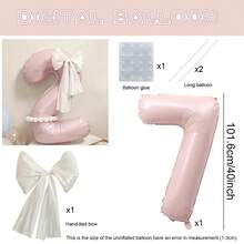 40-Zoll große hellrosa Zahlen-Folienballons Set 0-9 mit DIY weißen handgebundenen Schleifen und langen Ballon-Klebeklebpunkten, geeignet für Geburtstagsmottopartys, Jubiläumsfeiern, Hochzeiten, Gender Reveal, Baby Shower Foto-Requisiten Ballon-Dekorationszubehör - Babyrosa - Übersicht 16