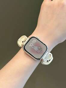 1件小眾杏色圓點髮圈式錶帶，適用於 38/40/41/42/44/45/49/46mm，彈性腕帶女款，適用於 Ultra/SE/11/10/9/8/7/6/5/4/3/2/1 系列，智慧手錶錶帶配件，時尚可愛錶帶，適合日常休閒穿搭、夏季穿著 - 黃 - 查看 2