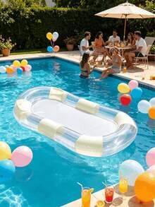 chongqishuishangfuchuang 1 pieza Colchoneta inflable flotante, diseño de lentejuelas transparente, cama inflable flotante con tubo de aire, flotador plegable para piscina, flotador multifuncional para piscina para entretenimiento y relajación de adultos en vacaciones, flotador inflable, cama inflable flotante, flotador inflable de agua, bomba de aire se vende por separado - Cama flotante transparente - Ver 7
