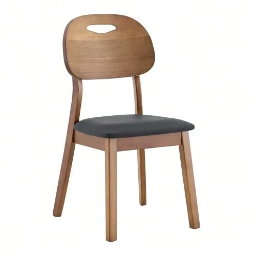 Set Of 2 Dining Chairs With Oval Backrests, Modern Wooden Chairs With Carrying Handles, Upholstered Kitchen Chairs For Dining Room/Living Room, Chairs Only, Table Not Included - 黑色 - 查看 1