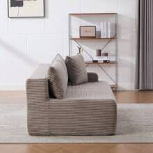 Modular Compression Sofa In Chenille Fabric, Filled With 30D High-Resilience Foam. Easy To Move And Featuring A Non-Slip Base, It Is Ideal For Living Rooms And Other Spaces. Ivory Color. - 灰色 - 查看 3