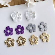 2pcs Spring Floral Clay Cutting Molds, Flower Polymer Clay Cutters, Plastic Jewelry Making Molds For DIY Jewelry And Pendant Earrings - White - View 5