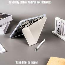 Black Five-Pointed Star Pattern Y-Fold High-Transparency Acrylic Tablet Protective Case With Pen Slot. Y-Fold High-Transparency Acrylic Protective Case. Tablet Protective Case Features: Y-Type Tri-Fold Stand Design, Smart Sleep/Wake, Full-Body Protection, Air Cushion Anti-Drop Frame, Multi-Angle Stand, Built-In Pen Slot, Lightweight And Portable. - Multicolor - View 7
