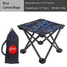 1pc Foldable Portable Camping Chair, Adult Mini Folding Stool For Fishing, Hiking, Gardening, Beach, With Carrying Bag (Camouflage Style) - Multicolor - View 10