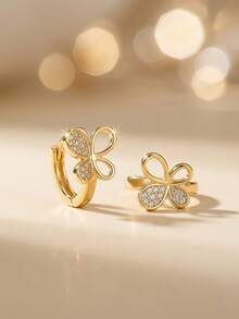 CHICAT Women's Exquisite Gold-Plated CZ Butterfly Hoop Earrings, Suitable For Daily Wear And Date Night, Elegant Luxury Fashion Jewelry Gift - Gold 2 - View 4