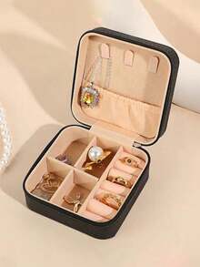 Large Capacity Jewelry Organizer Box, Travel Jewelry Storage Box, Cosmetic Organizer Box, Ring, Necklace And Bracelet Storage Box, Jewelry Display Box, Travel Storage Container, Travel Essential, Women's Gift, Holiday Gift. - Multicolor - View 10