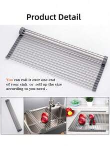 1pc Stainless Steel Extendable Drain Rack, Adjustable Bracket, Suitable For Over Sink, Black Gray, Multi-Functional Kitchen Sink Storage Rack, Suitable For Vegetables, Fruits, Kitchen Utensils, Kitchen And Bathroom, New Year And Christmas Gift - Multiple Styles and Colors - View 12