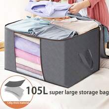 105L Large Storage Bag, Under Bed Storage Container, Closet Organizer Box, Foldable Under Bed Storage Bag For Linen, Sheets, Blankets, Clothes, Quilts, Sweaters, Pillows, Wrapping Paper, Grey, 6pcs Clothes Storage Box Foldable Closet Organizer With Reinforced Handles, Can Hold Clothes, Blankets, Quilts, Sheets, Pillows And Toys With Lid, Foldable Blanket Storage Bag With Zipper, Transparent Window And Reinforced Handles, Closet And Organizing Clothes, Sweaters, Quilts, Bedding - View 12
