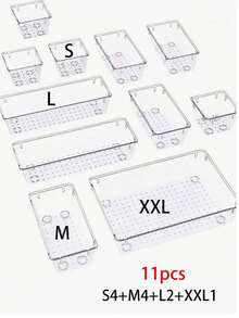 Clear Drawer Organizers In 1/5/7/11/18 Pieces, Seven Sizes With Non-Slip Dividers. Store Cosmetics, Kitchen Goods And Stationery, Ideal For Bathroom, Vanity, Jewelry, Brushes And Perfume. Great Creative Christmas Gifts For Women And Home Decor. - Multicolor - View 14