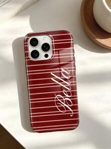 1pc Customized Phone Case, Multiple Colors Available, Suitable For Name Engraving Anniversary Customization, Includes Matte Film Shell, Full Coverage Hard Shell Base 2-In-1 Phone Case Custom Signature - Minimalist Style, Suitable For IPhone 17Pro Max, 17e, Air, 16, 15, 14, 13, 12, 11, PRO Max, Suitable As A Gift For Friends - Burgundy - View 5