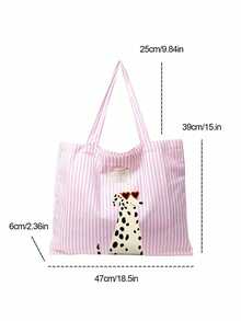 Pink Striped Tote Bag And Cosmetic Bag, Cute Dalmatian Print Reusable Shopping Bag, Travel Toiletry Bag, Red And White, Hand Washable, Summer Vibe - Multicolor - View 9