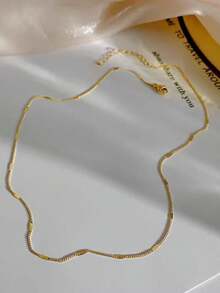1 buah Kalung Choker Tulang Selangka Gaya Minimalis Mewah Emas Modis yang Dapat Diatur dan Serbaguna untuk Wanita - Rantai emas - View 2