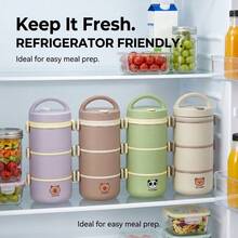 Portable 304 Stainless Steel Thermal Lunch Box, Sealed Leak Proof Bento Box, Dishwasher & Microwave Allowable,Reusable Fruit Salad Food Storage Container, Suitable For Student And Adult Use In School, Office,Picnic, Travel,Back To School - Multicolor - View 9