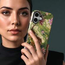 Vintage Tiger Stripe Lotus Phone Case, Aesthetic Chinese Collage Pattern, Compatible With IPhone 17 Pro Max 16e 15 Pro 14 Plus 13 12 11 Pro Max - Multicolor - View 3