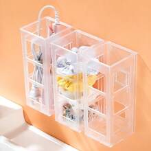 1pc Hair Straightener And Curling Iron Storage Rack, Multifunctional Bathroom Comb Holder Wall-Mounted No-Drill Toilet Storage Box - Transparent - View 5