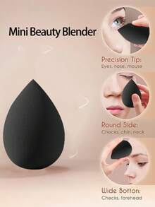 YZIMENG 21pcs Makeup Tool Set 4pcs Dual-Ended Makeup Brushes + 17pcs Makeup Sponges, With Angled And Tapered Design Foundation Brush, Contour Brush, Blush Brush, Powder Brush, Eyeshadow Brush, Concealer Brush, Highlighter Brush, Blending Brush. Soft Fiber Bristles, Face Powder Puff, Reusable Powder Puff, Face And Eye Makeup Powder Puff, - Black - View 10