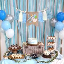 1set 1/2 Blue Half Birthday High Chair Banner Crown Set - Goose Half Birthday Party Decoration, Flower Lawn Party Photography Props, Six Month Boy Girl Birthday Decor, Sweet Cake Smash Photo Props, Wall Hanging Decor, Kids Bedroom Photo Props, Baby Photography Props, Bohemian Style Decor - Baby Blue - View 9