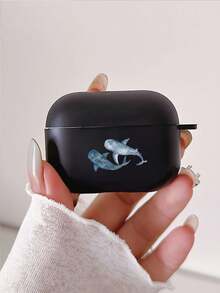 New Shark Pattern Earphone Protective Case, Compatible With IPhone - Also Compatible With AirPods 2/4 High-Value Niche Earphone Shell, And Compatible With 3/Pro/Pro2/Pro3, Birthday Gift For Friends/Couples, Practical Gift, Niche Ocean Style Bluetooth Earphone Shell - Black - View 2