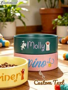 Personalized Ceramic Pet Bowl Customized Cat And Dog Food Bowl,Custom Design Dog Bowl,Personalized Dog Food Bowl With Name,Gift For Dog Lovers,Cat Feeder Bowl Pet Gift - Perfect For Cats And Dogs,Suitable For Food And Water Supply, Personalized Gift - Multicolor - View 4