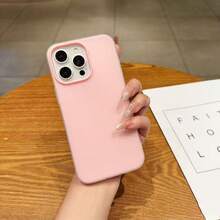 Dual-Color Contrast Camera Frame Matte Phone Case, Jelly 2-In-1, Semi-Frosted Anti-Fingerprint Shockproof Solid Color Protective Cover, Lightweight Soft Edge Shockproof Phone Case, Compatible With IPhone 17 16 15 14 13 Pro Max 12 Pro Max 11, Various Holiday Gifts - Pink - View 2