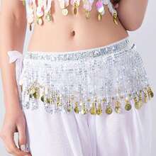 1pc Belly Dance Tassel Waist Chain - Bohemian Style Hip Scarf Skirt, Chiffon Mini Skirt With Shiny Waist Chain, Suitable For Carnival, Festival, Party, Nightclub And Beach Exotic Outfit - Multicolor - View 12