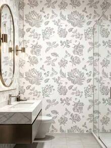 1 Roll Peony Flower Bohemian Style Self-Adhesive PVC Wallpaper, Removable Minimalist Solid Color Design, Suitable For Bedroom, Cabinet, Wall Panel Decoration, All-Season Home Refresh, Can Be Used As Holiday Decor Sticker, Birthday Graduation Gift - Multicolor - View 7
