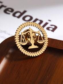 1pc Gold/Silver Stainless Steel Balance Scale & Wheat Ear Brooch, Five-Star French Emblem Style Lawyer Formal Pin, Judge & Legal Professional Suit Accessory, Law Professional Commemorative Gift Business Badge - Brooch - View 4