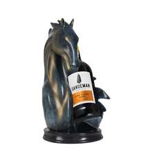 SHIOUCY Weinflaschenhalter, 17x30 cm, Pferdestatue, Harz-Weinregal für Wohneinrichtung&Bar, Dekorative Aufbewahrung für Weinflaschen mit einem Durchmesser von 7,2cm (Blau+Gold) - Übersicht 6