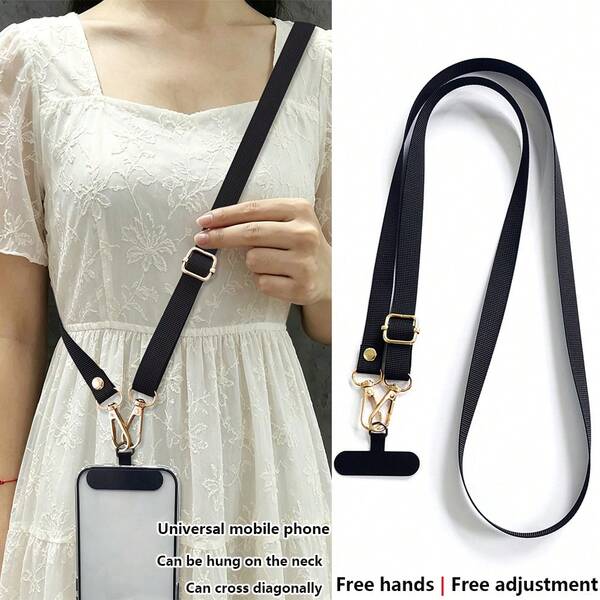 Solid Color Adjustable Phone Lanyard Durable Phone Chain Outdoor Crossbody Strap Universal Halter Fashion Minimalist
