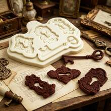 One European Retro Key Lock Core Silicone Mold, Which Can Be Used To Make Decorative Props And Accessories. The Mold Is Easy To Demold, Made Of Soft And Reusable Material. - Beige - View 4