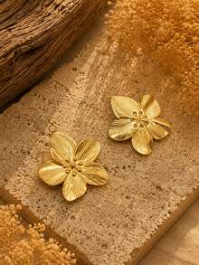 4/10pcs Fashion Versatile 18K Gold Plated Stainless Steel Flower Floral Small Pendant Set, Couple Valentine's Day Necklace Bracelet Pendant Charm DIY Jewelry Accessories - Multicolor - View 3