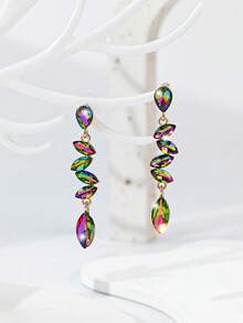 1 Pair Women's Elegant Exquisite Faux Crystal Long Earrings Suitable For Daily Wear (Card Is For Reference Only, Card Is Random) - Multicolor - View 2